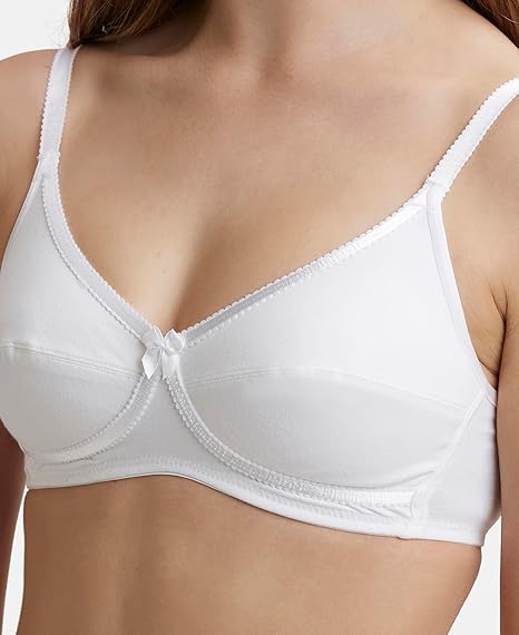 Jockey 1242 Women’s White Wirefree Cotton Bra – Medium Coverage Cross-Over 34C
